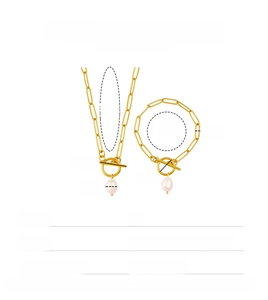 Specifiche dettagliate sulle dimensioni per set collana e bracciale in acciaio e perle