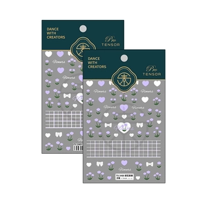 3D floral nail art stickers with purple flowers and white bow patterns, model TS-2480