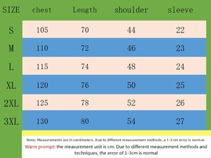 Detailed size chart for men linen short sleeve shirt with S to 3XL measurements