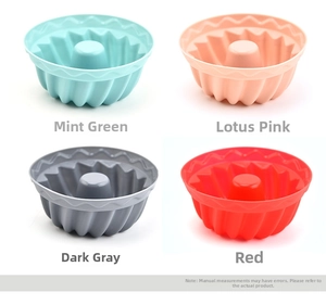 Colorful silicone muffin cups with spiral hollow design in four different pastel tones