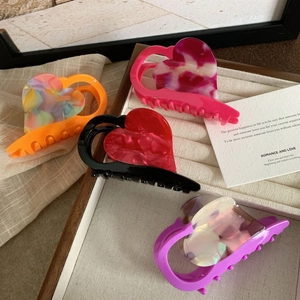 Romantiche Molle per Capelli in Acetato a Forma di Cuore Motivo Marmorizzato Grandi Pinze per Capelli Donna Accessori Capelli