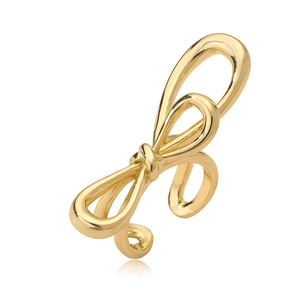 Minimalist 18K gold plated bow-shaped open ring with a smooth metallic finish for women