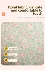 Detailed close-up of soft floral fabric with lint-free and heat-retention texture