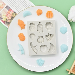 Silicone fruit mold for DIY chocolate and cake decoration with mini grape and peach shapes