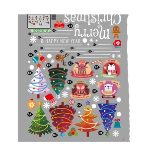 Christmas tree wall stickers featuring cute cartoon reindeer and penguin for window decor
