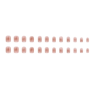 24 faux ongles rose poudré pailleté avec design minimaliste court carré et arrondi