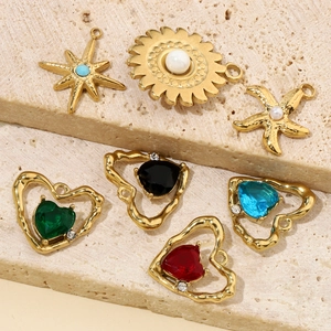 French style heart and star zircon pendants in stainless steel for DIY jewelry making