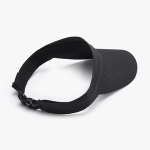 Breathable black unisex sun visor hat with laser-perforated mesh and adjustable strap