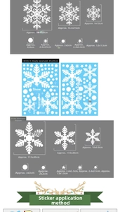 Christmas snowflake window stickers set with various sizes of white decals and star patterns