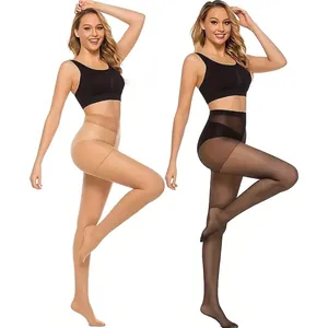 Sheer high waist pantyhose for women in classic black and natural skin tone variants