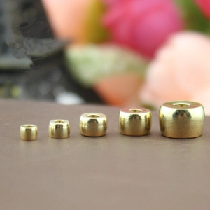 Various sizes of pure brass barrel beads for DIY jewelry making from 3mm to 8mm