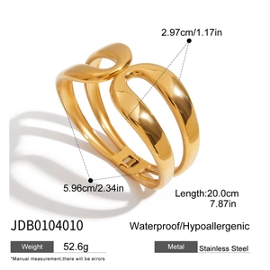 Detailed size chart for gold stainless steel bracelet with waterproof features