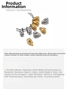 Detailed view of teardrop stainless steel charms in gold and steel finish for DIY jewelry