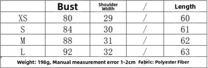 Size guide for sleeveless vest top with bust, shoulder, and length measurements in cm