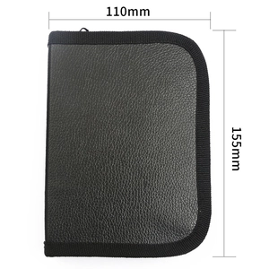 Étui de rangement en cuir noir pour kit d'outils, dimensions 155 mm par 110 mm