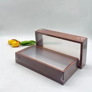 Double-layered acrylic flower frame in dark brown wood finish for DIY dried leaf specimens