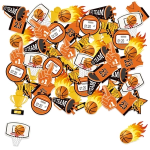 Détails des autocollants de fête basket avec trophées MVP et maillots de sport