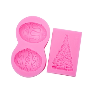 Pink silicone Easter egg and Christmas tree molds for fondant and chocolate baking