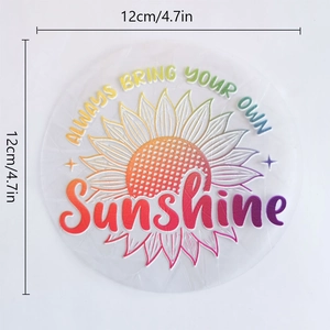 Rainbow suncatcher window sticker with sunflower design and inspirational quote