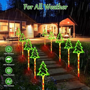 IP65 waterproof solar Christmas tree stake lights for all-weather outdoor garden decor