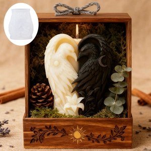 3D embossed twin eagle heart silicone candle mold for DIY soap and resin crafting