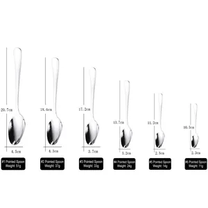 Set of 6 stainless steel spoons in various sizes for home and school use