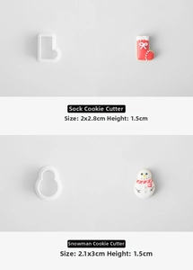 Mini Christmas cookie cutters set with shoe and snowman shapes for DIY baking decor