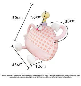 Pink checkered monster pillow dimensions guide showing 50cm height and 45cm width