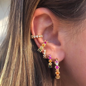 Ig Style Classic Style Korean Style Round Heart Shape Plating Inlay Copper Zircon White Gold Plated Gold Plated Ear Studs