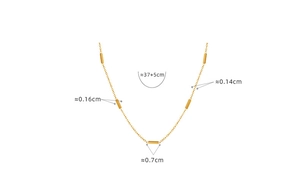 Detailed view of titanium steel gold plated necklace chain with size measurements