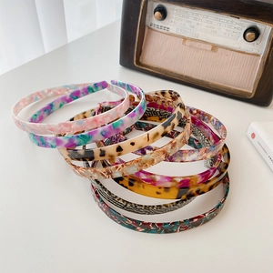 Acetate Thin Headbands For Women Girls Retro Tortoiseshell Marble Pattern Simple Non-Slip Hair Bands Elegant Accessories