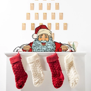 Christmas Santa Claus Wall Sticker Peeking Removable PVC Decal For Holiday Home Decor Living Room Window Festive Ornament