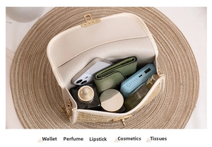 Top view of woven straw shoulder bag interior showing spacious capacity for daily essentials