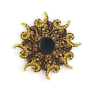 DIY diamond painting fidget spinner toy with sunflower pattern and yellow crystals