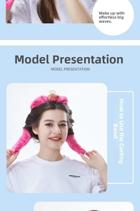 Detailed view of pink plush heatless hair curler set being worn by a female model