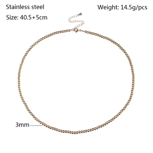 Detailed view of gold plated stainless steel bead necklace with lobster clasp and chain