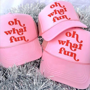 Oh What Fun Print Trucker Hat Mesh Back Foam Front Verstellbare Outdoor Festive Baseball Cap