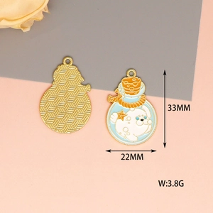 Enamel seal charms for DIY jewelry with size measurements 33mm by 22mm on split background