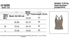 Guía de tallas con medidas de busto, cintura y largo para el top corto halter
