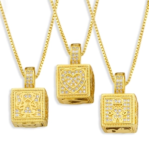 Cubic Zirkonia Würfel Anhänger Halskette Kupfer Box Kette Hip Hop Schmuck Schmetterling Herz Junge Mädchen Krone
