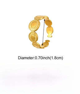 Measurement of 18k gold plated stainless steel teardrop ring showing 1.8cm inner diameter
