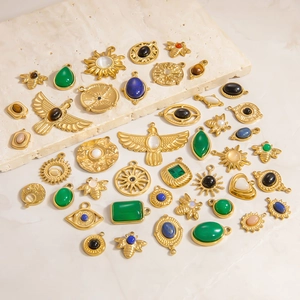 Stainless Steel Charms Pendants Sun Moon Bee Eagle Evil Eye Gold Plated Waterproof Hypoallergenic DIY Jewelry Making