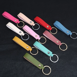 Minimalist PU leather keychains in 10 assorted colors with polished metal rings