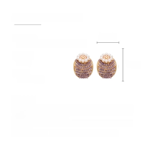 Detailed specs showing purple glass flower earrings with dimensions 2.7cm by 2.3cm