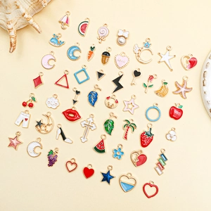 Colorful alloy enamel fruit and cartoon pendants for DIY jewelry and earring making