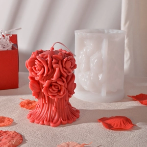 Rose flower bouquet silicone mold for scented candles and handmade gift crafts