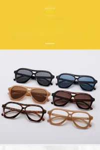 Various stylish aviator sunglasses with double bridge frames and assorted colored lenses