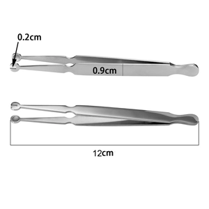 Dimensioni dettagliate della pinza per piercing in acciaio inossidabile lunga 12cm