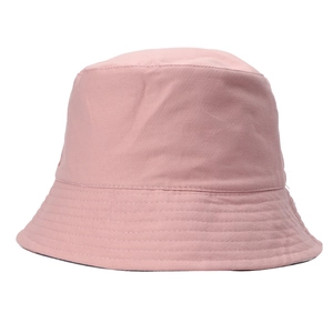 Detailed close-up of a pink tie-dye bucket hat made of durable cotton canvas fabric