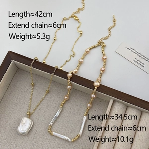 Detailed size specifications for baroque pearl necklaces with length and weight info